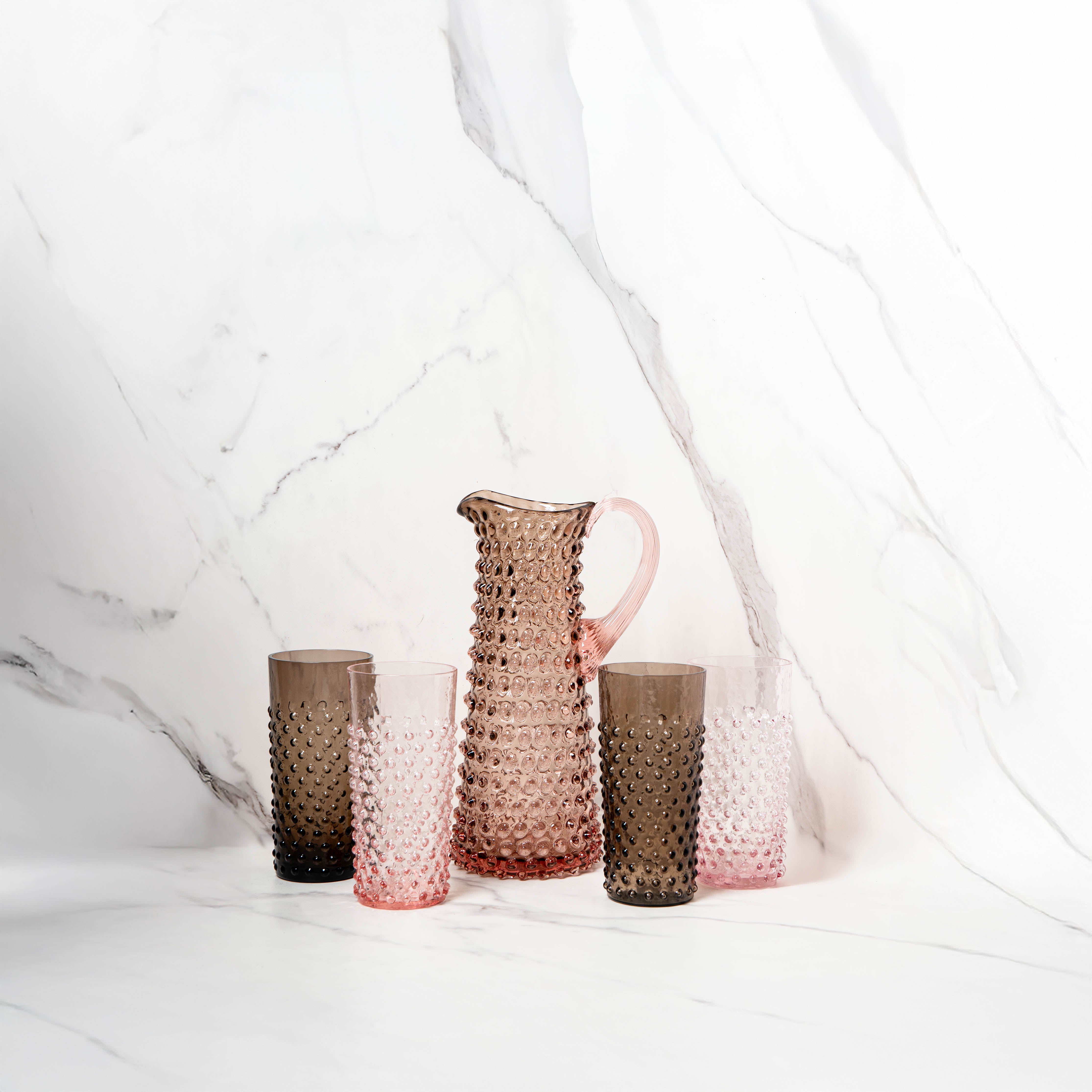 Sada Dusk Hobnail Vysoký džbán a Vysoké Sklenice