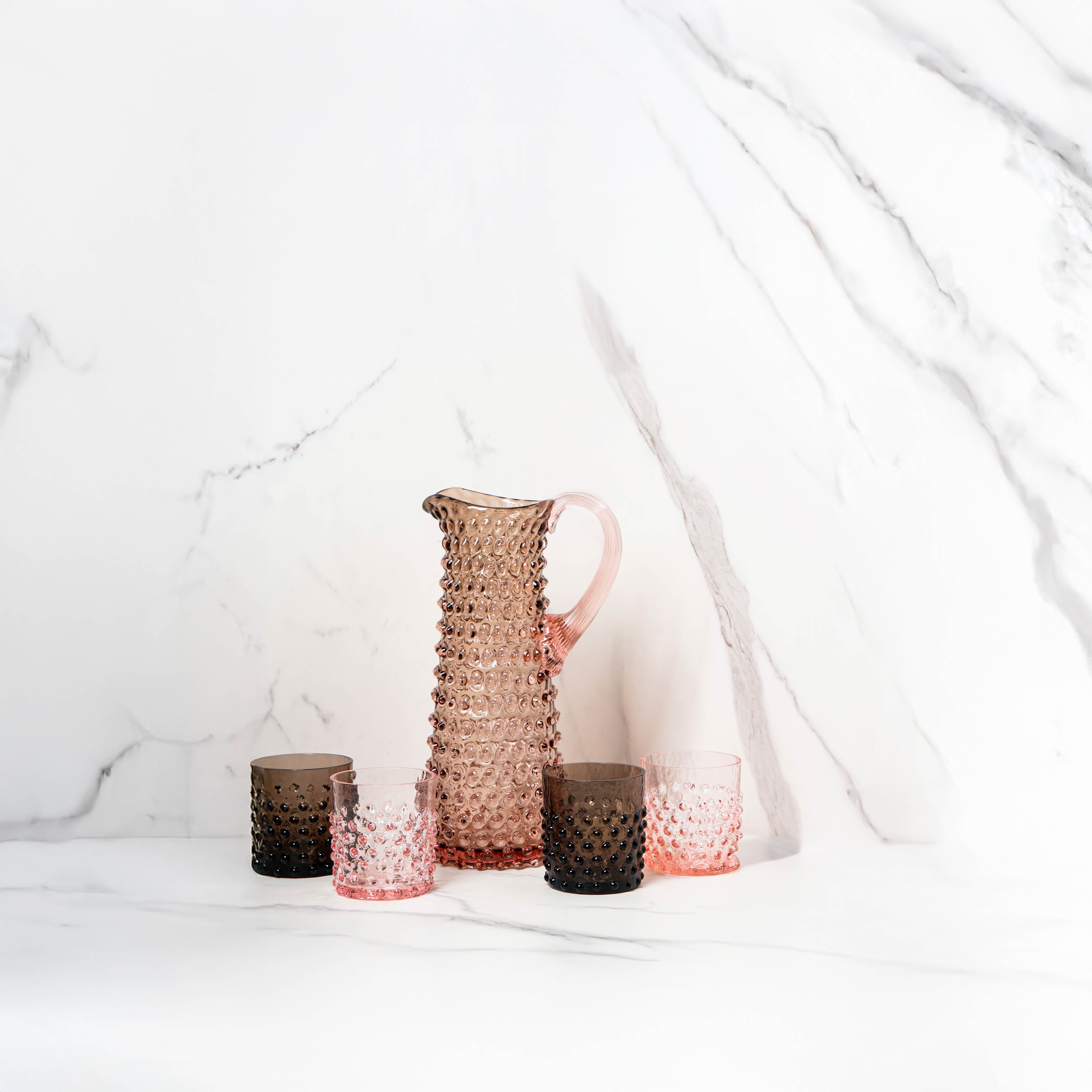 Sada Dusk Hobnail Vysoký Džbán a Whiskey Sklenice