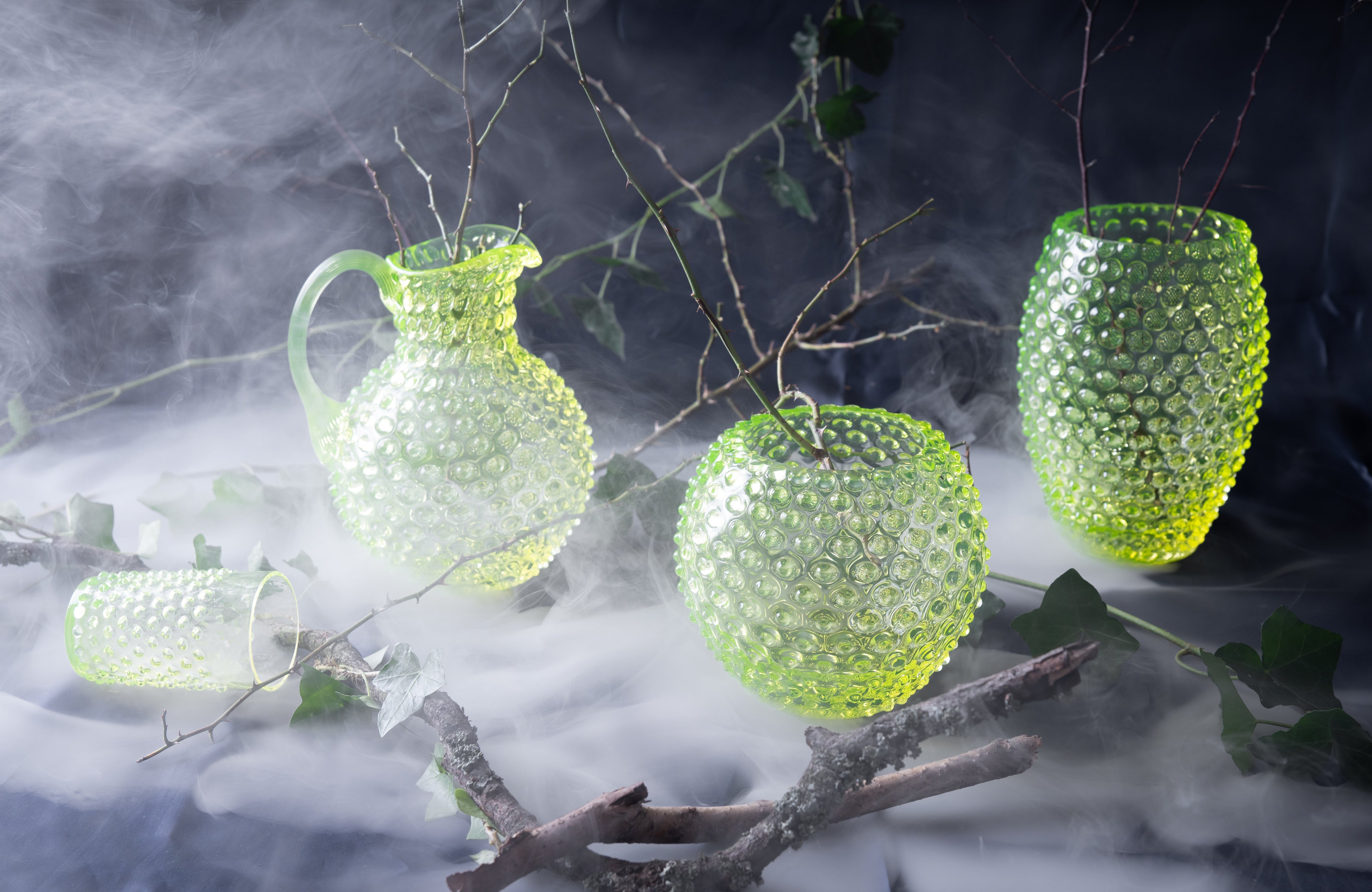 Hobnail Kulatá Váza Neon Citrine