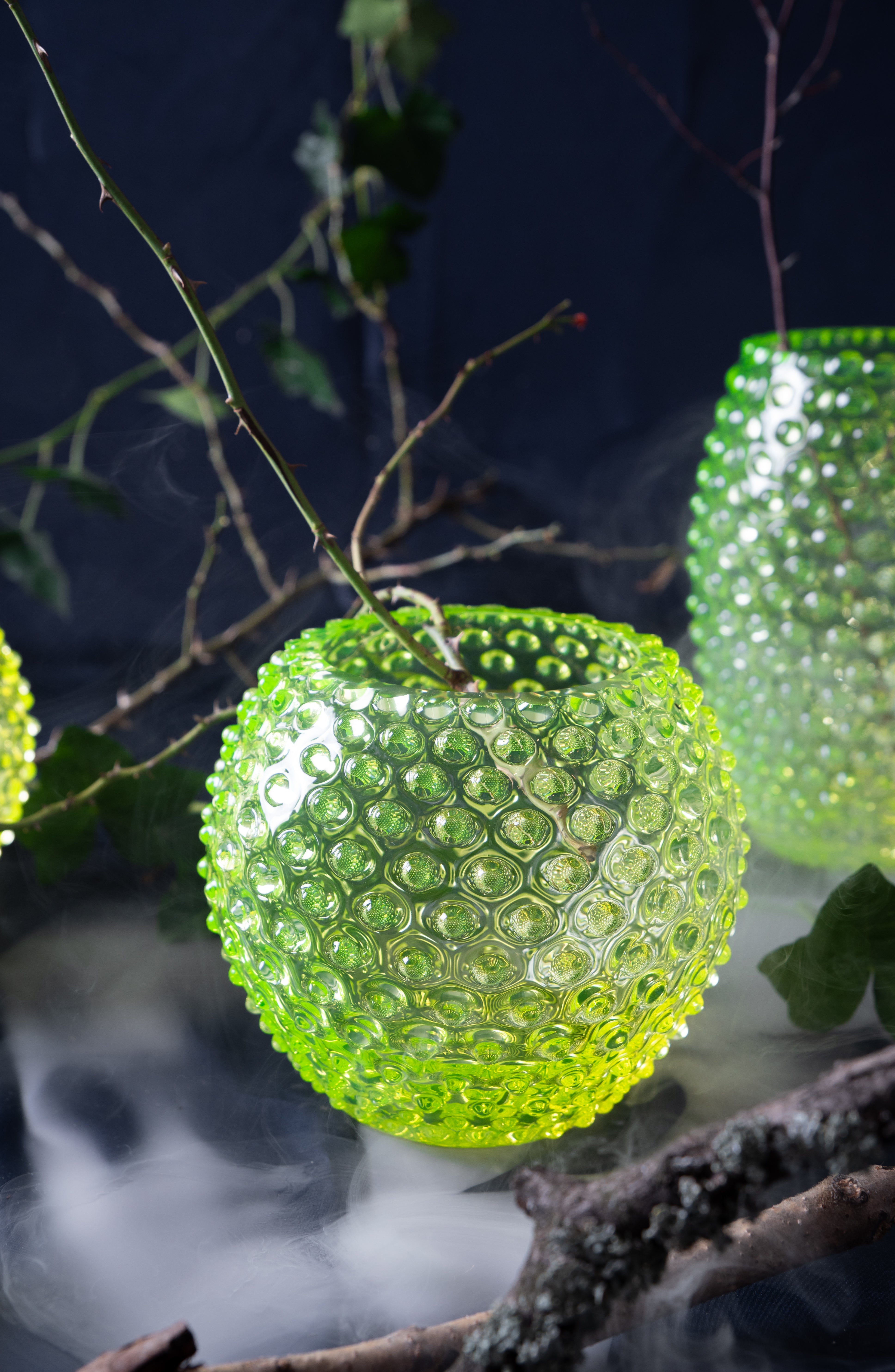 Hobnail Kulatá Váza Neon Citrine