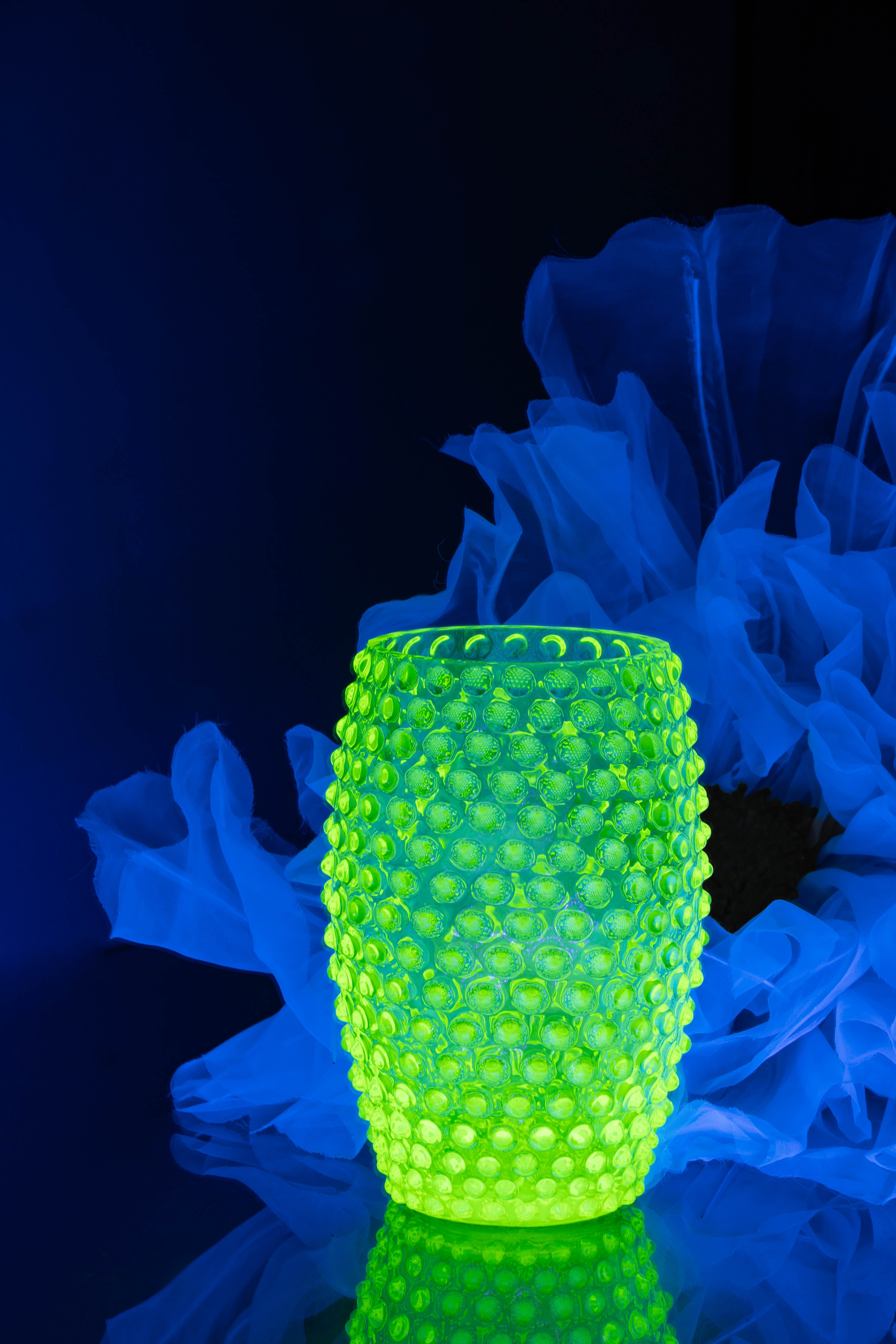 Oválná Hobnail Váza Neon Citrine
