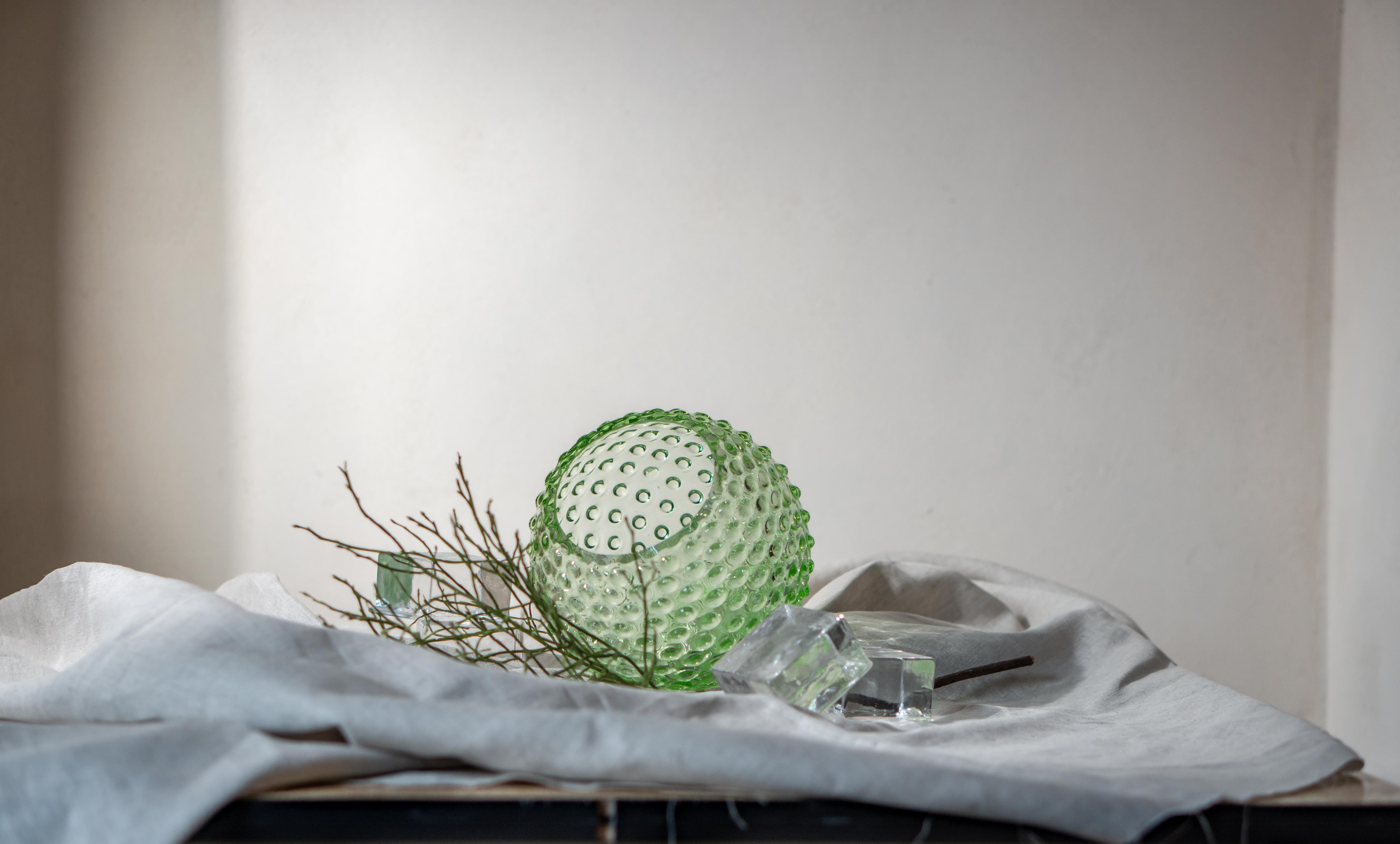 Hobnail Kulatá Váza Light Green