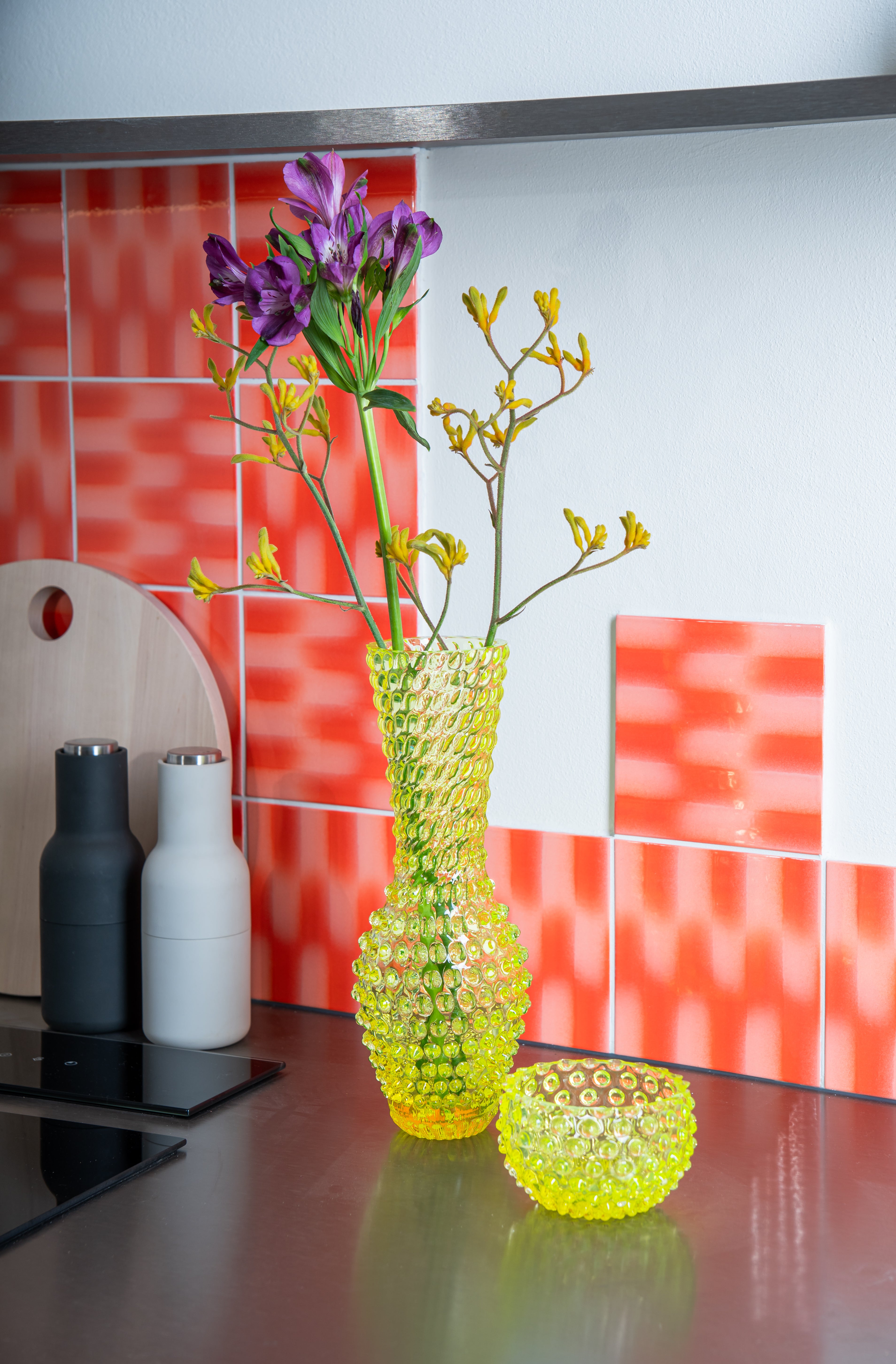 Malá Hobnail Mísa Neon Citrine