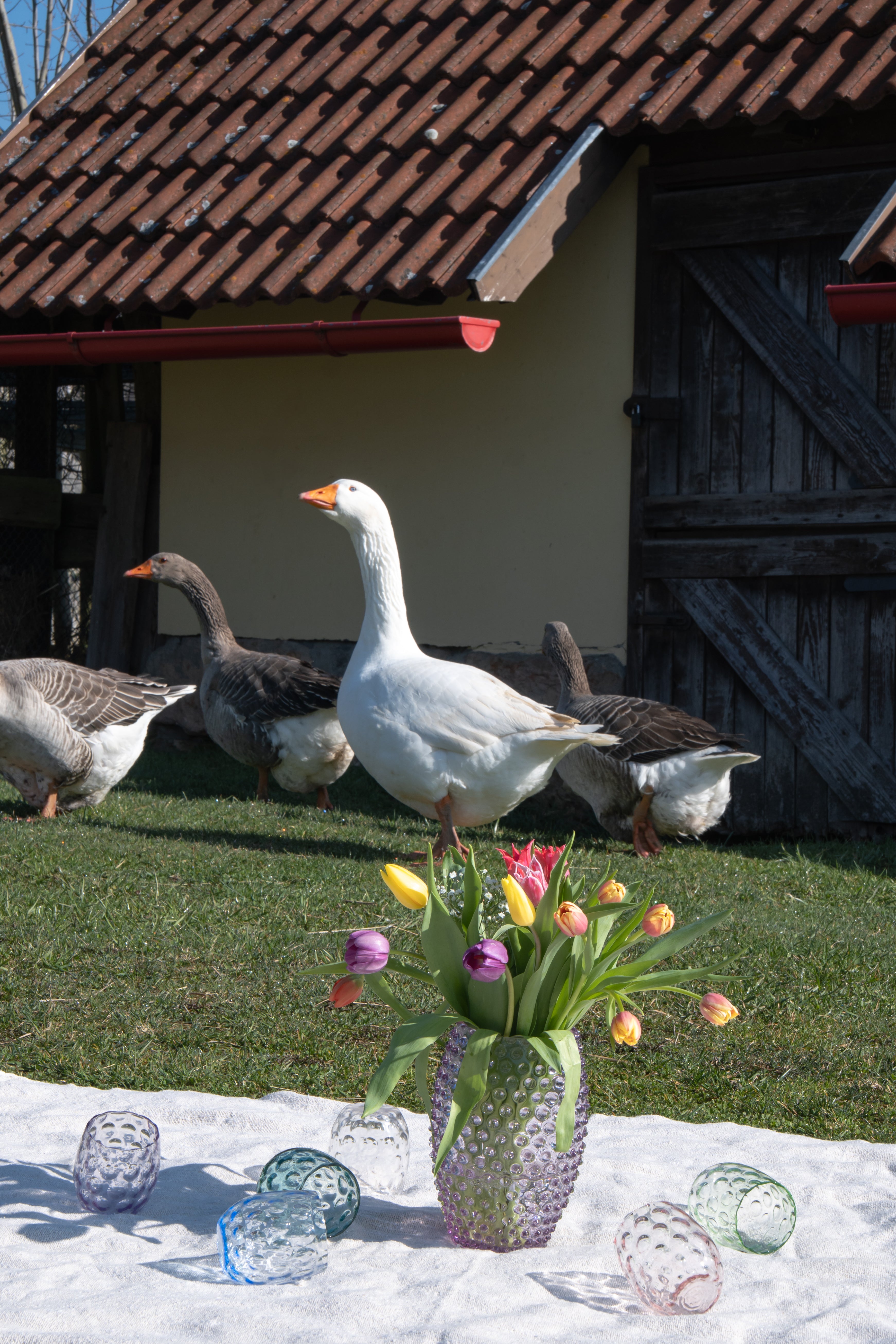 Oválná Hobnail Váza Lilac