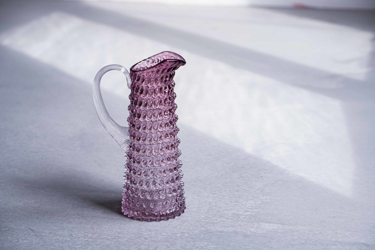 Underlay Violet Hobnail Jug Tall on a white floor with shadows