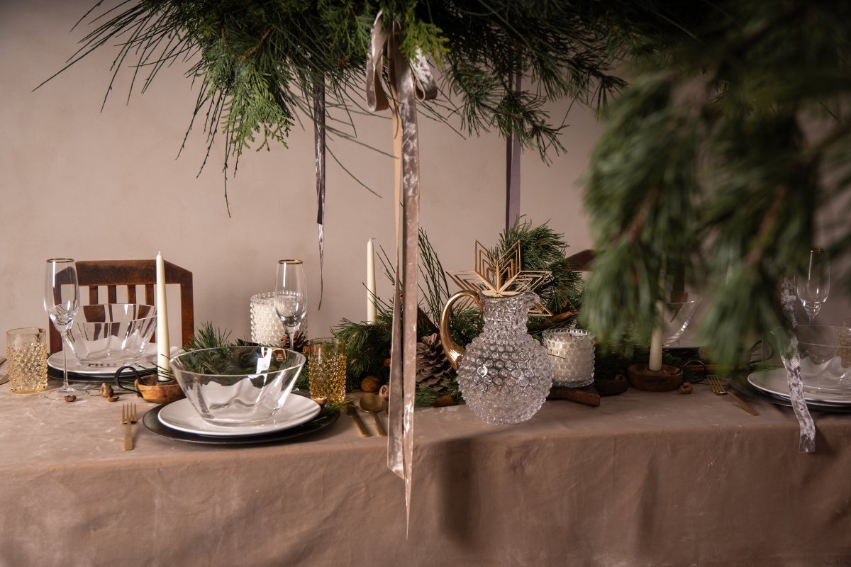 Crystal Hobnail Jug with Gold Handle - KLIMCHI