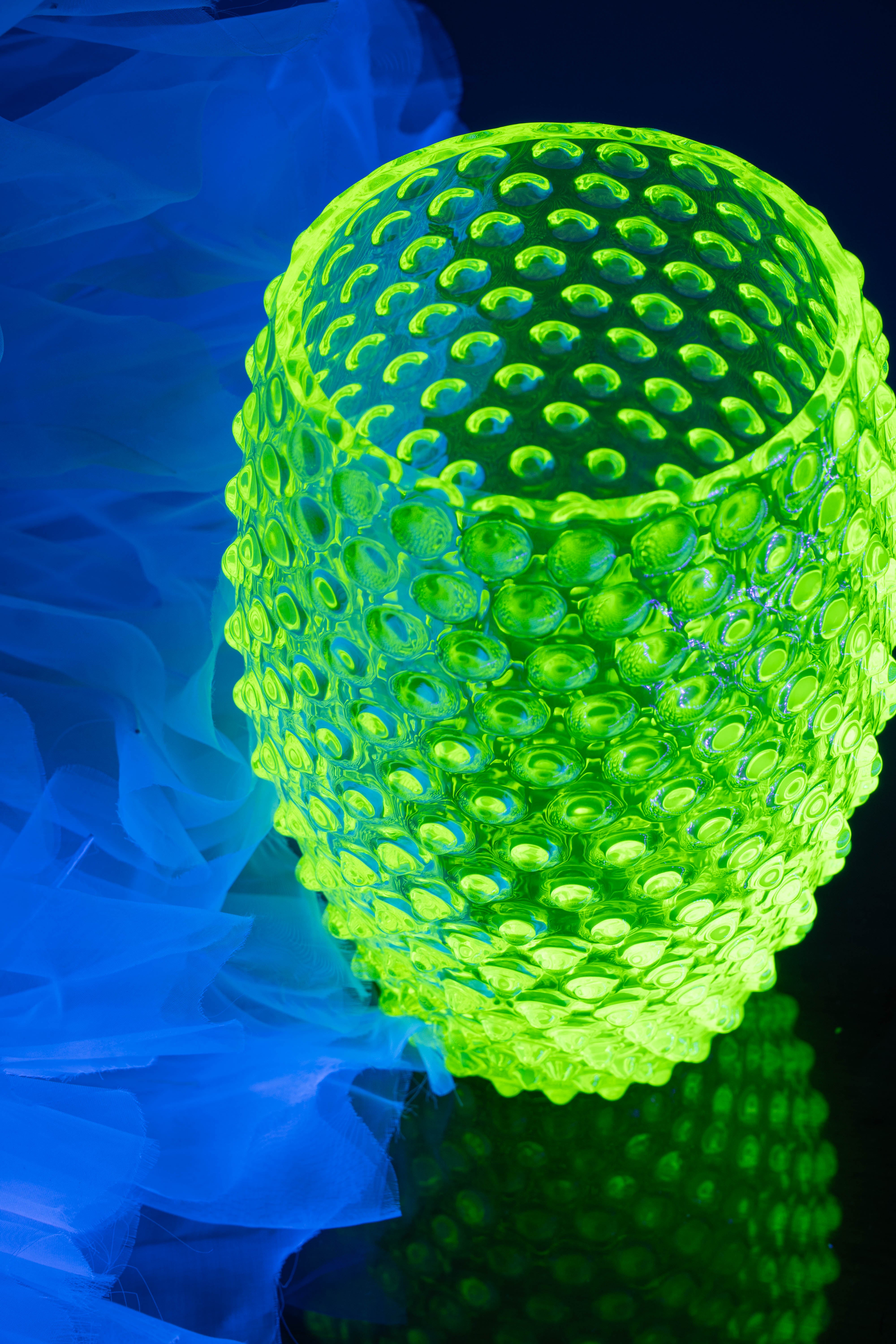 Oválná Hobnail Váza Neon Citrine