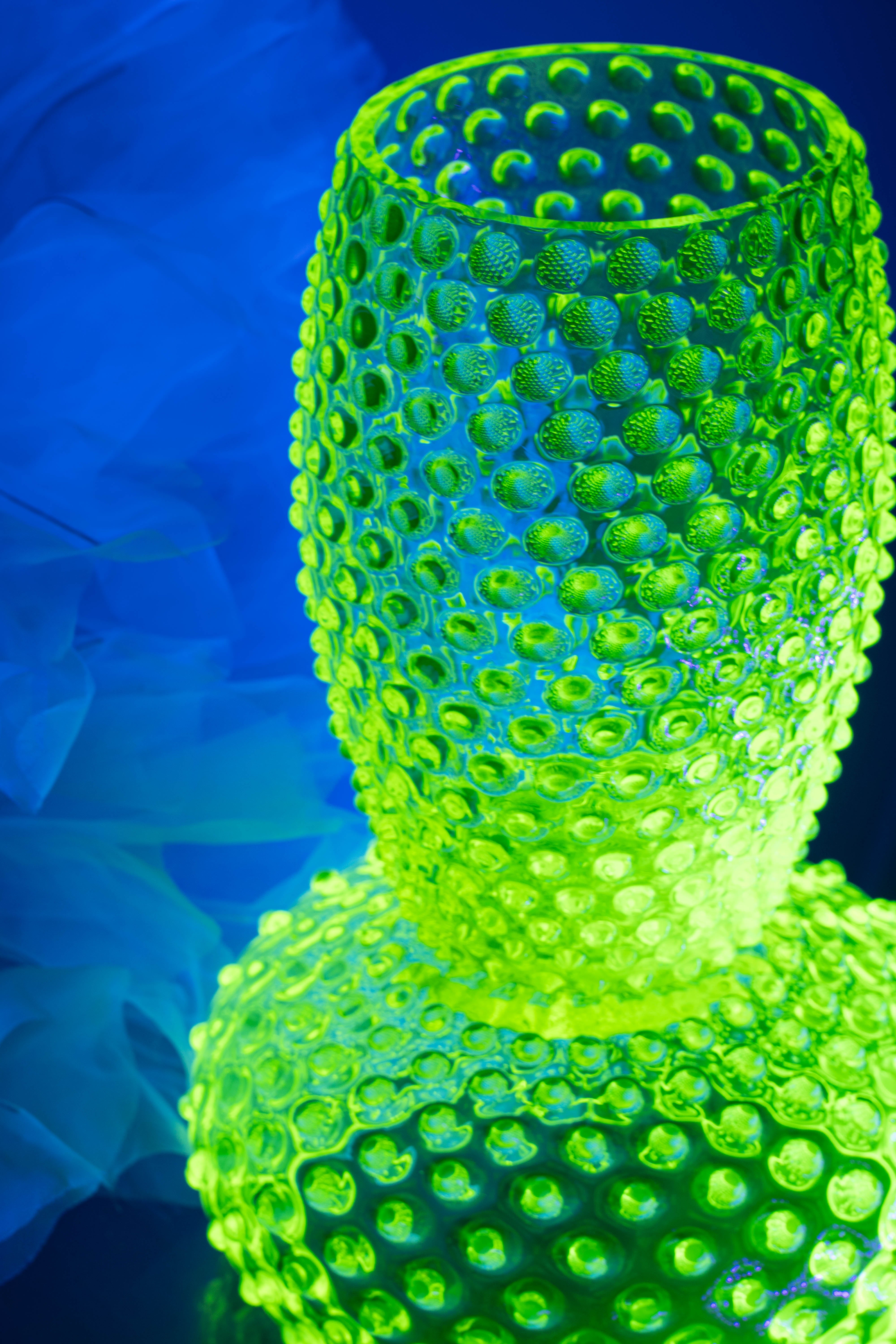 Oválná Hobnail Váza Neon Citrine