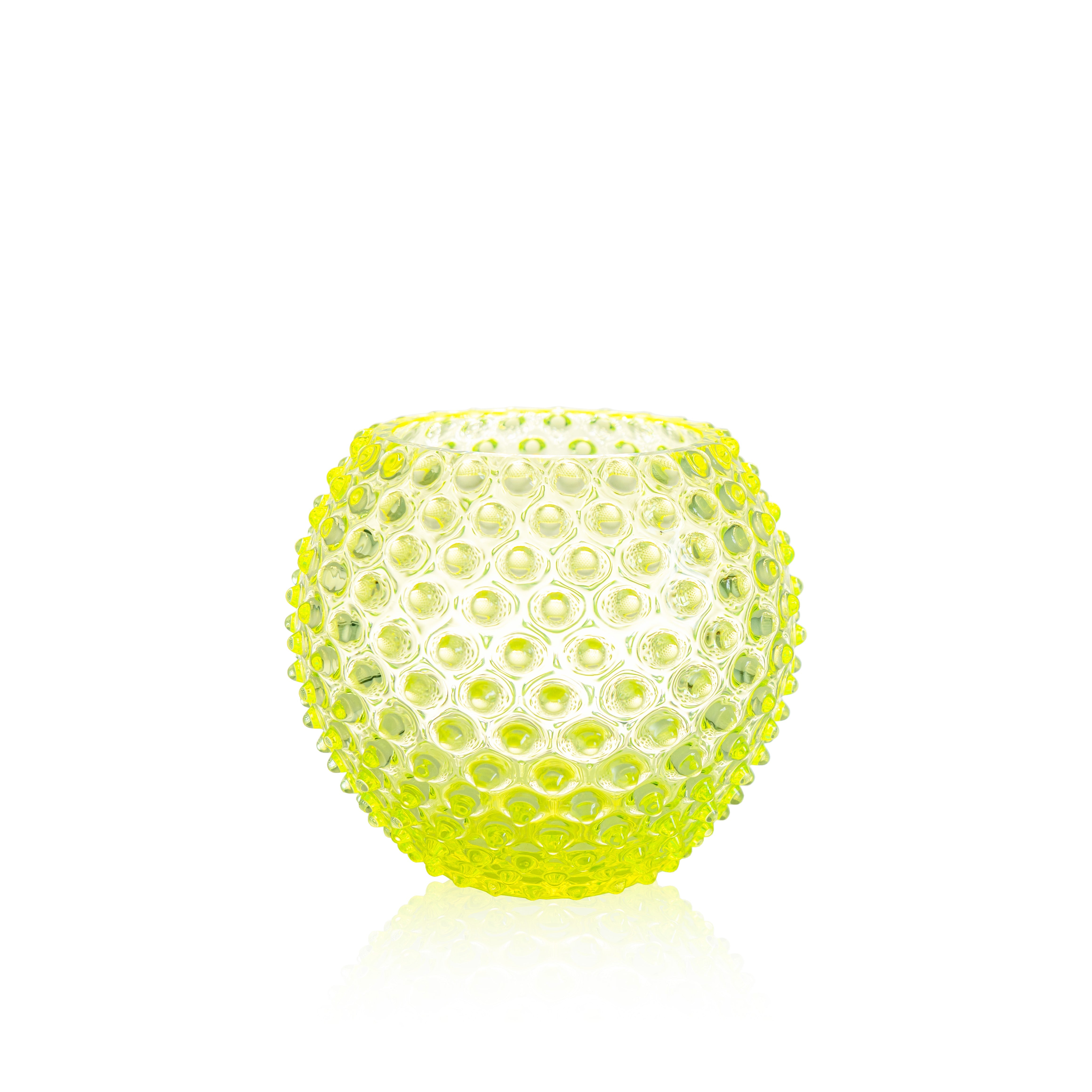 Hobnail Kulatá Váza Neon Citrine