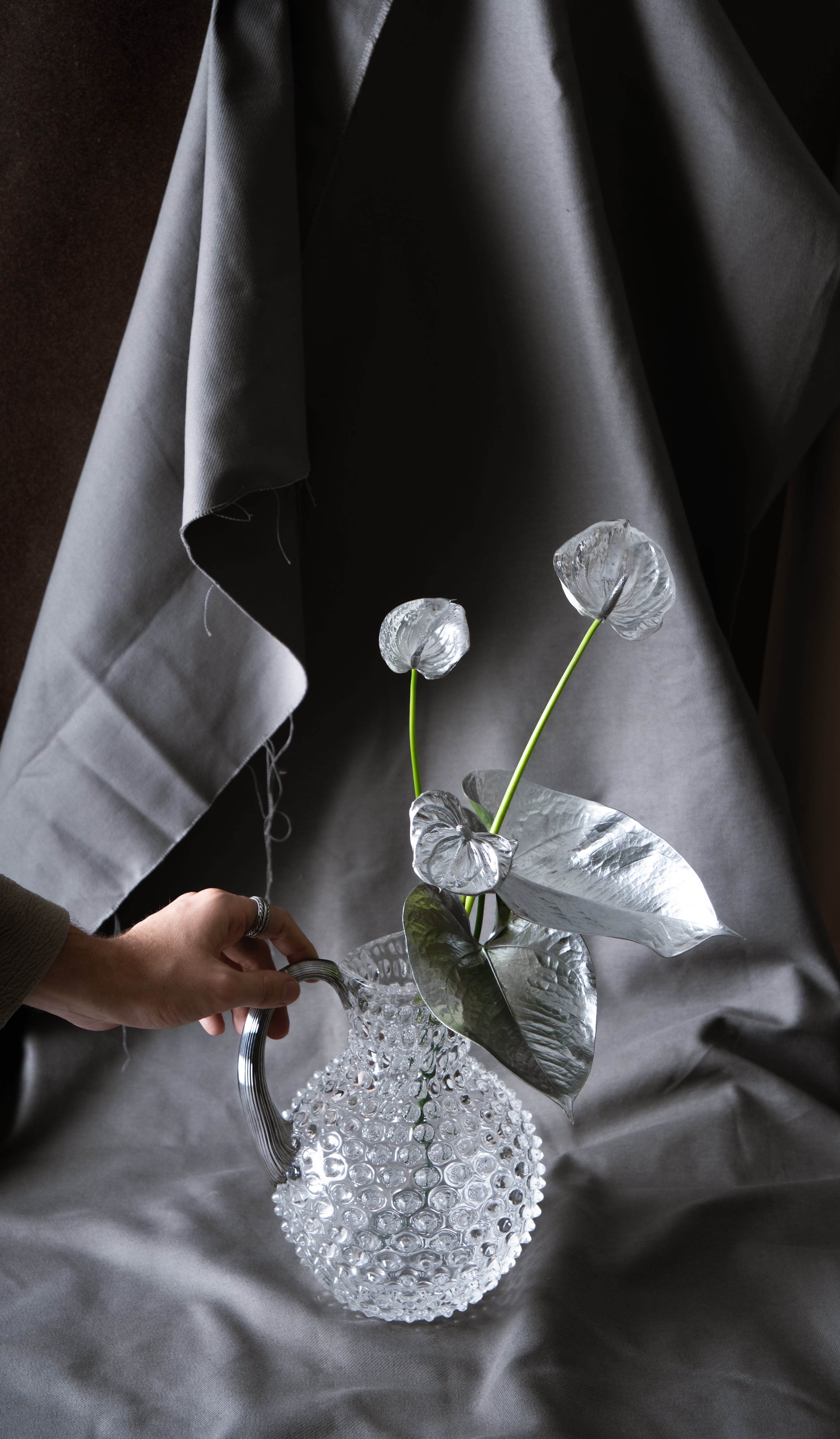 Hobnail Džbán Crystal s Platinovým uchem